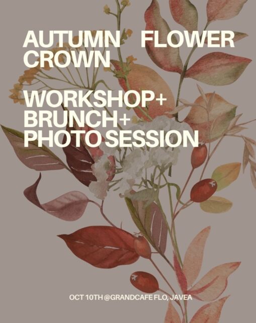 🍂 FLOWERS, PHOTOS & BRUNCH🍂

We’re so happy to host another beautiful flower gathering in Jávea 🍂 Autumn Friends edition 🍂

Come and enjoy a creative morning, this Saturday Oct 10th. 

Make your own fresh flower crown with Zoe from @bloomamethi, then step in front of the camera for a beautiful portrait by Liliane from @studioliliane.co and have something to remember your friendship by.

What did other think about it: “Feeling so lucky I came across your workshop! Both Liliane and Zoe are doing amazing work. The workshop itself was lovely and the pictures are probably the best so far of me and my daughters 🌸💜”

🗓 Saturday Oct 10th 🕙 10:00–13:00 📍 @grandcafe_flo_javea
🏷️ €105 *2pp

Limited spots available. DM for more info & booking